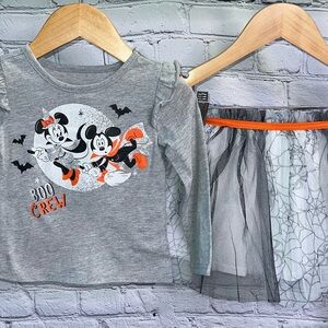 Halloween Boo Crew Minnie and Mickey Mouse Skirt and Shirt Set 2T